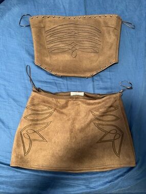 Women's Brown Suede-Style Mini Skirt by